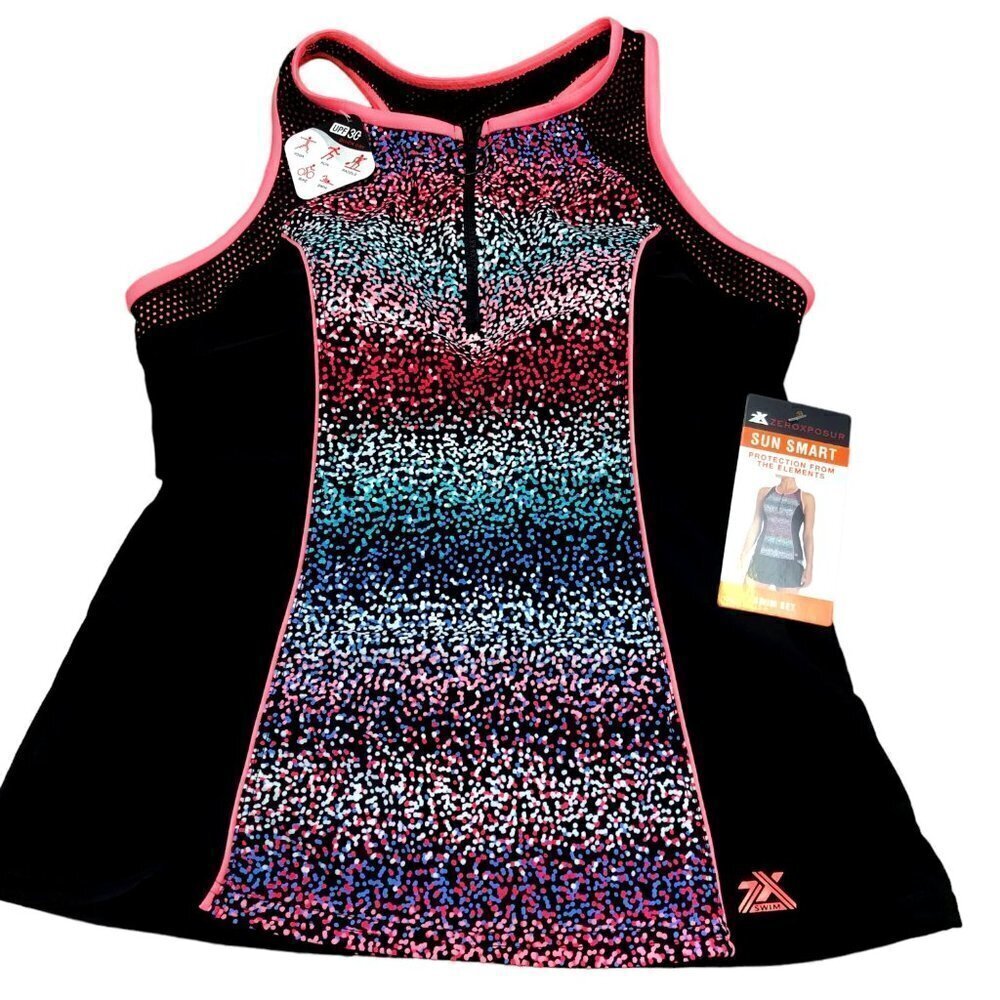 ZeroXposur Sun Smart Swim Top Firefly Quick Dry Size Small TOP ONLY Tankini